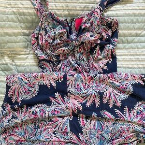 Lilly Pulitzer Pink and Blue Patterned Maxi Dress
